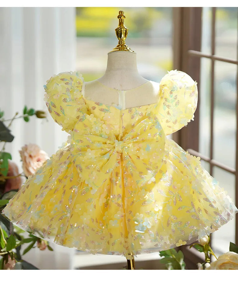 Aurora Kids' Party Dress with Flowers and Sparkle