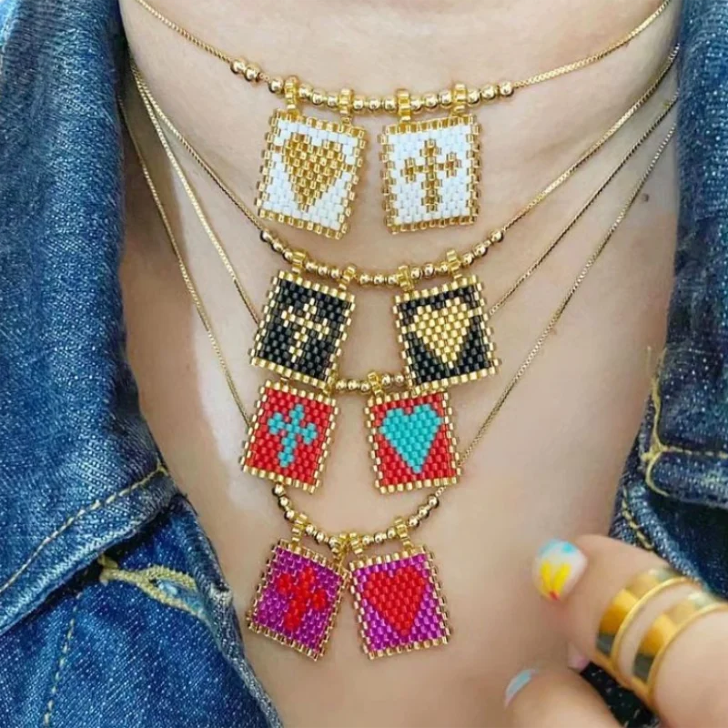 Faith & Love Beaded Escapulary Necklace – Stainless Steel