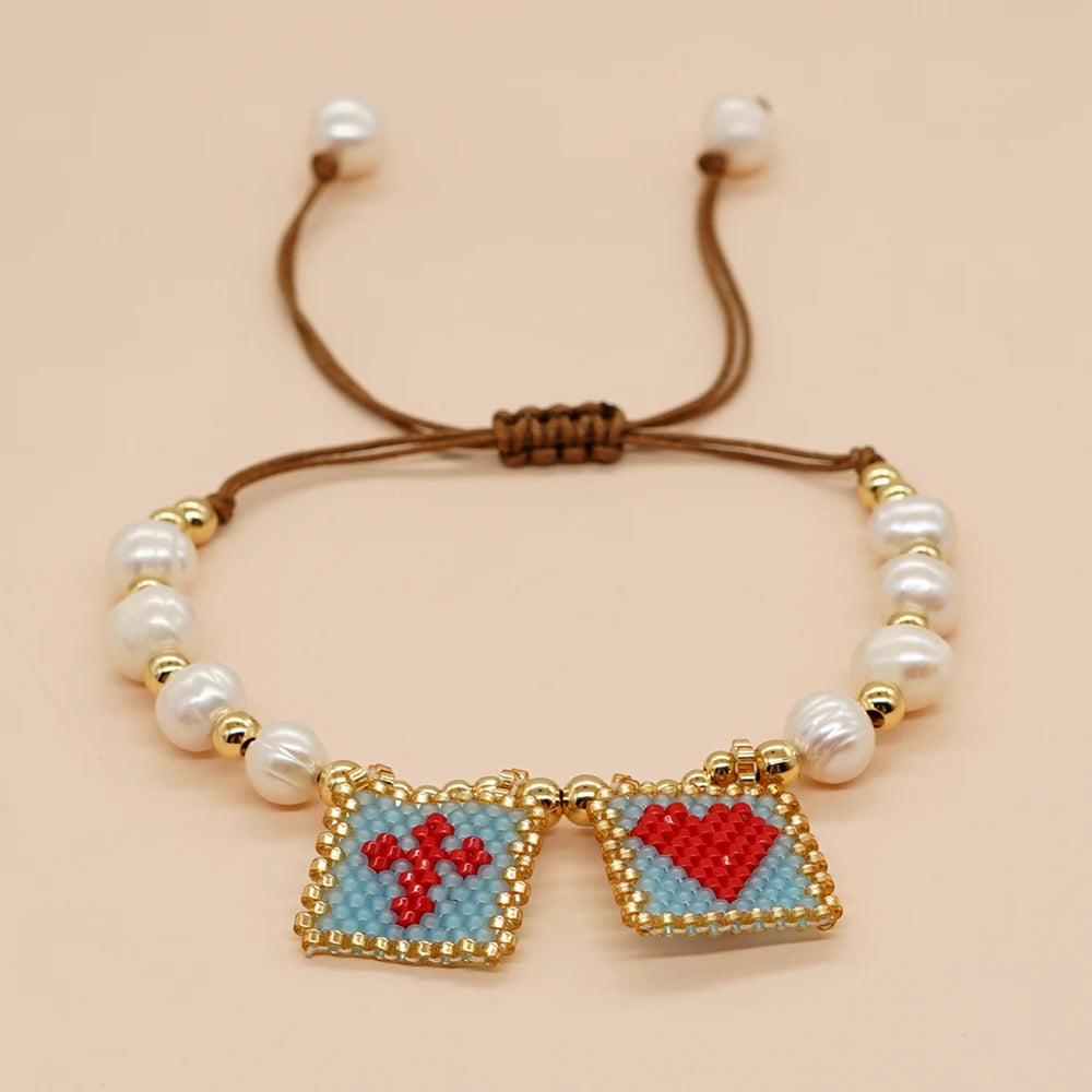 Beaded Pearl Scapular Bracelet – Faith & Elegance in Every Detail