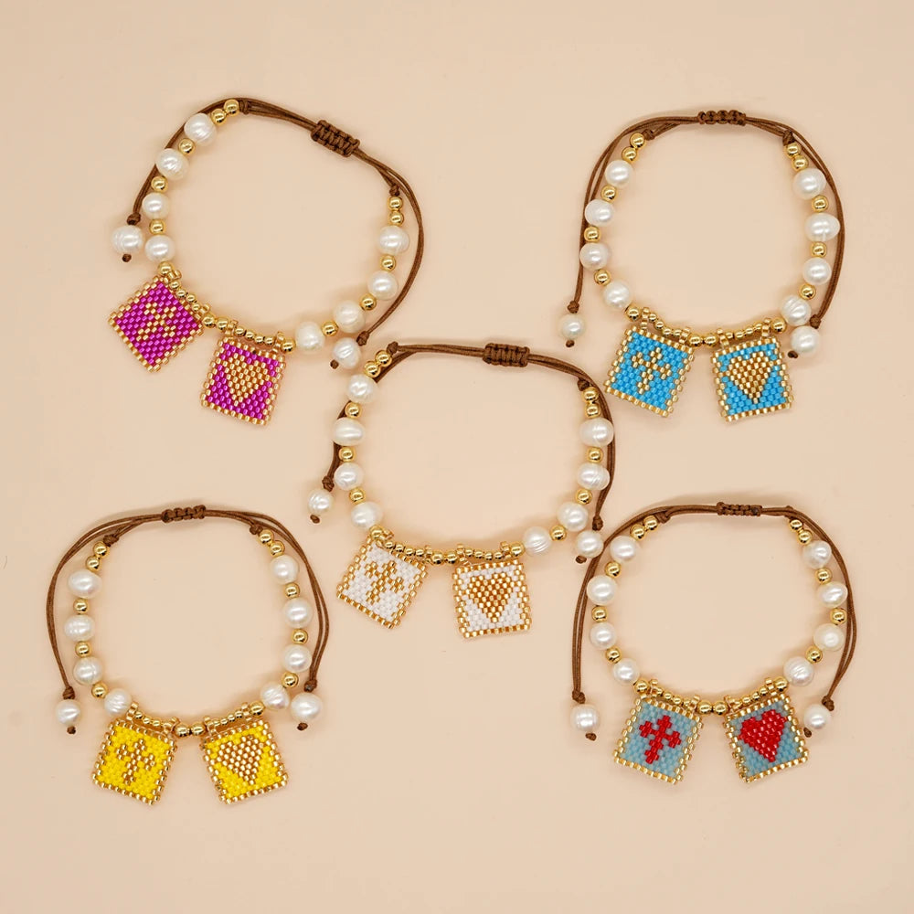 Beaded Pearl Scapular Bracelet – Faith & Elegance in Every Detail