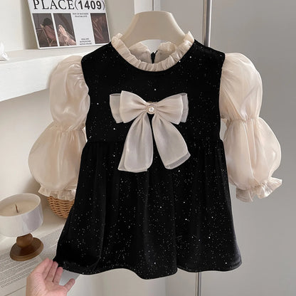 Pearl Bow Party Dress for Girls