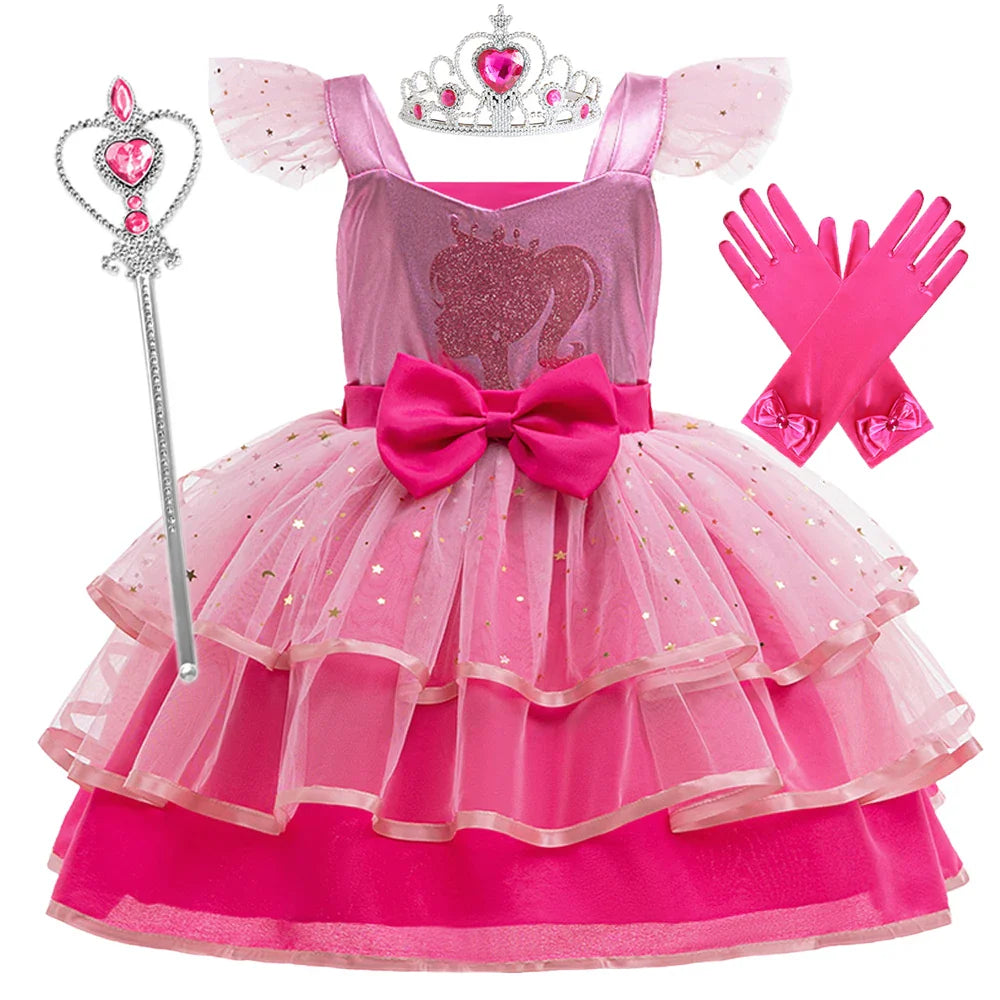 Barbie Kids' Costume with Crown, Wand & Gloves